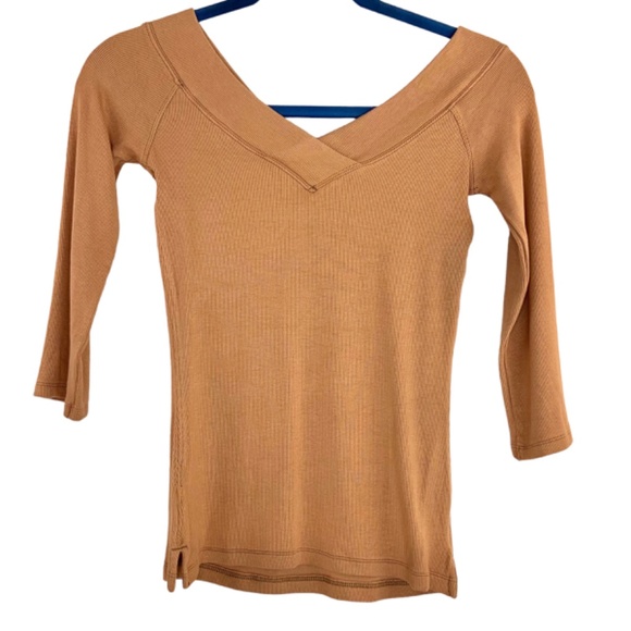 We the Free Orange Vneck Ribbed Top - Picture 4 of 4